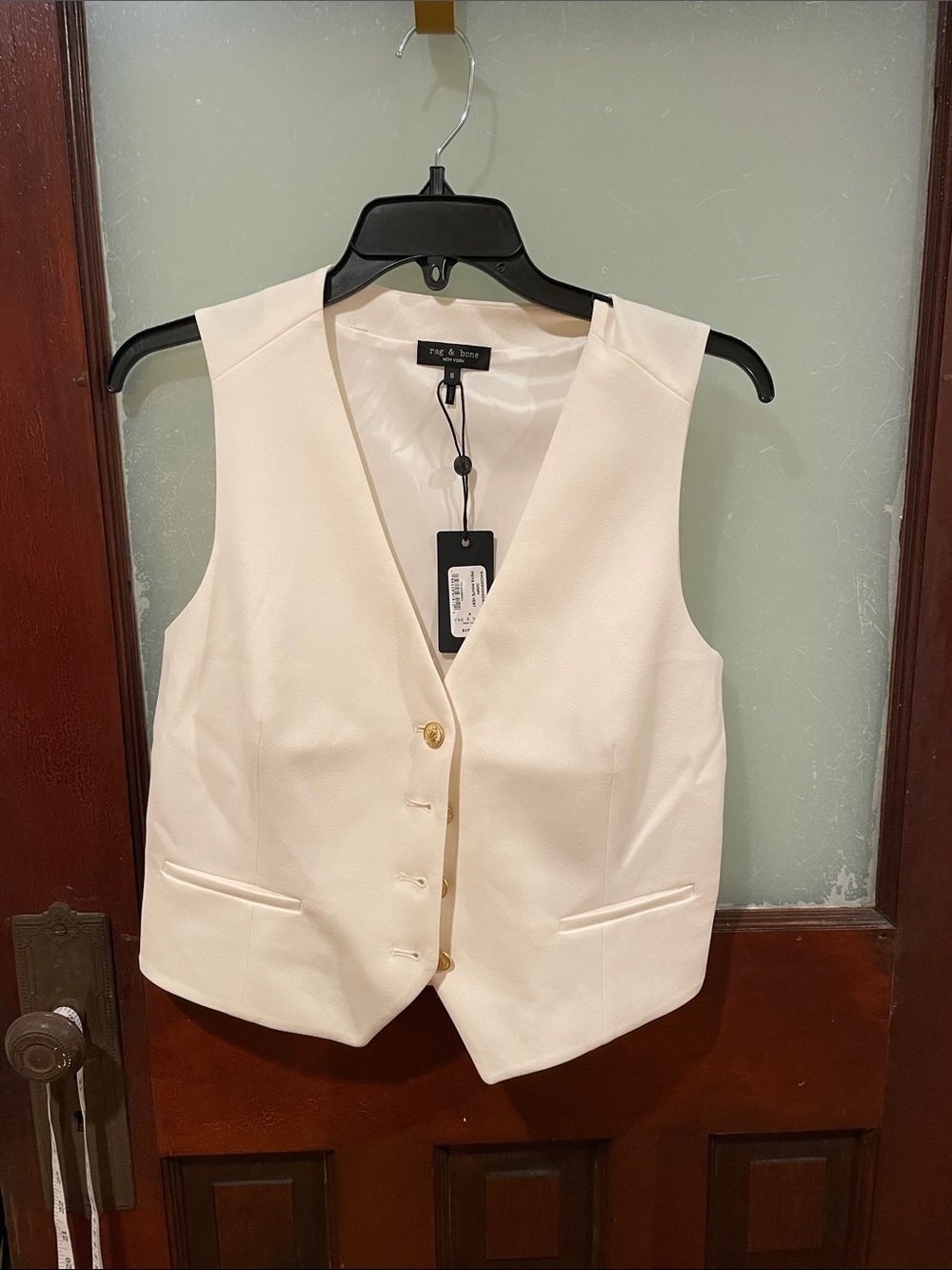 rag & bone Cream Gold-Button Tailored Vest